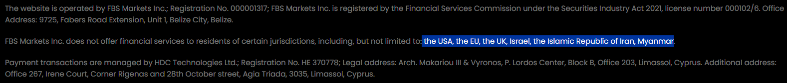 FBS Restricted Regions Review