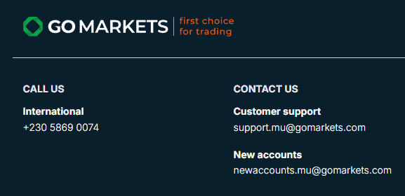 GO Markets Contacts Review