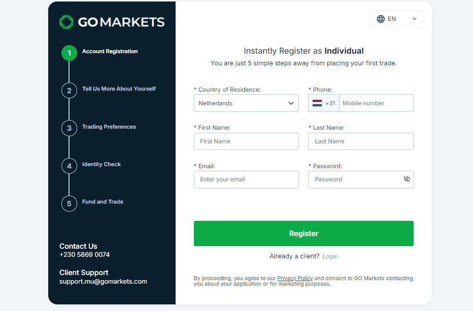 GO Markets Live Account Opening Review