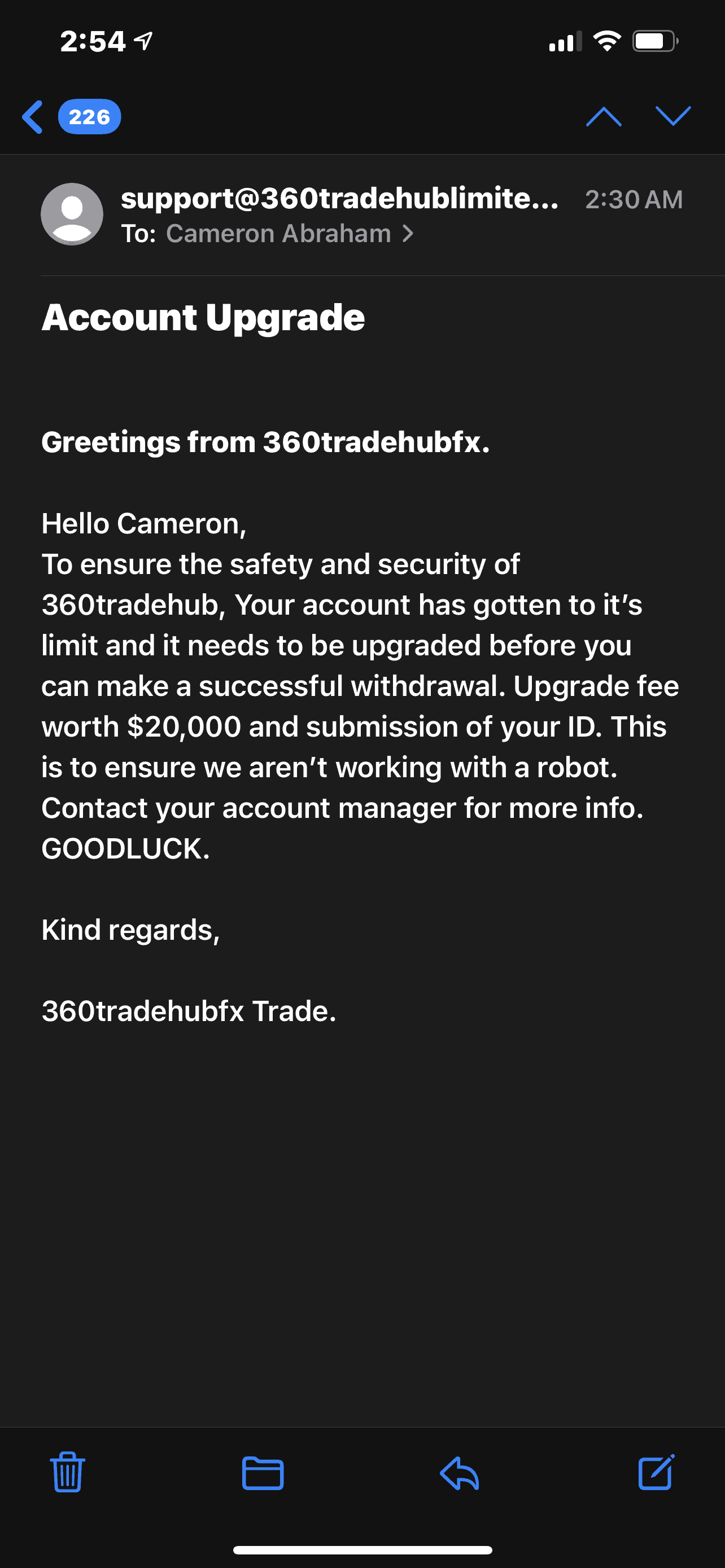 360tradeHubLimited Withdrawal Issues/account Restriction