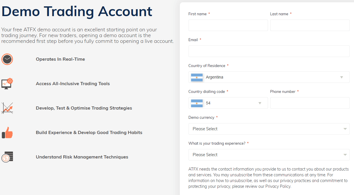 ATFX Demo Account Opening Review