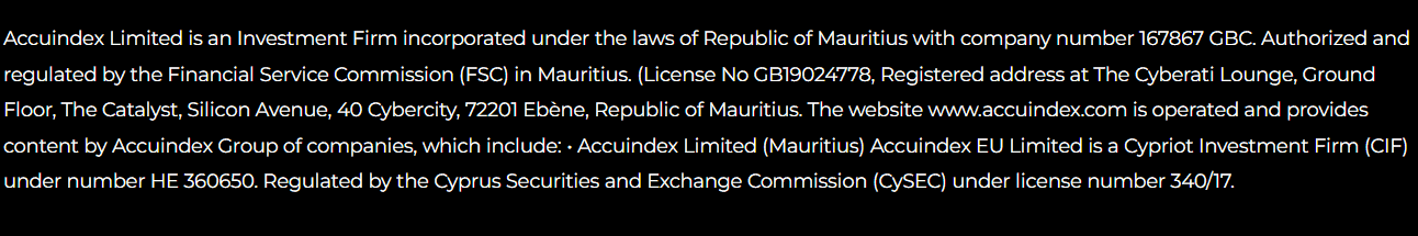 Accuindex Regulation Review