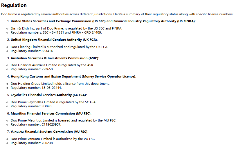 Doo Prime Regulation Review