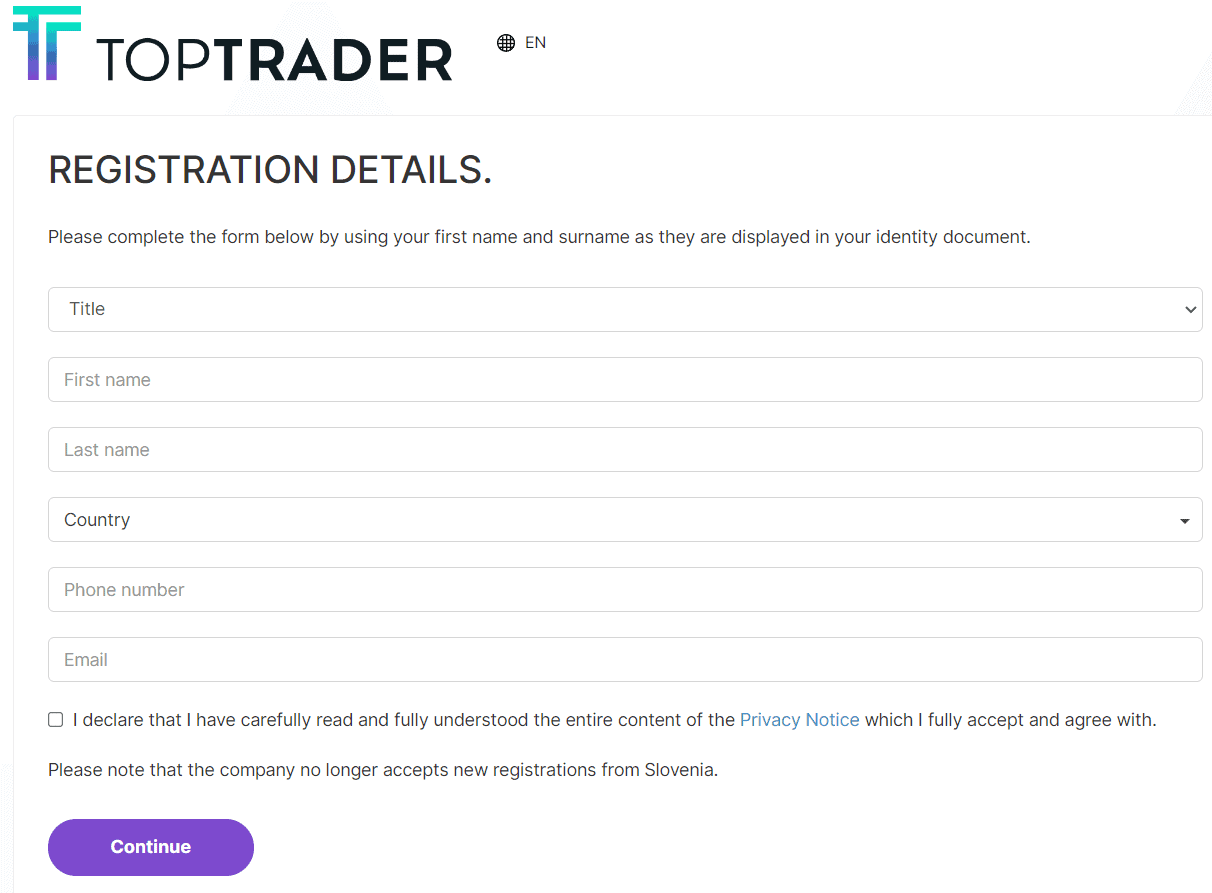 TopTrader Review Opening Account