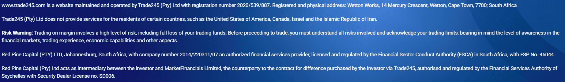 Trade245 Regulation Review