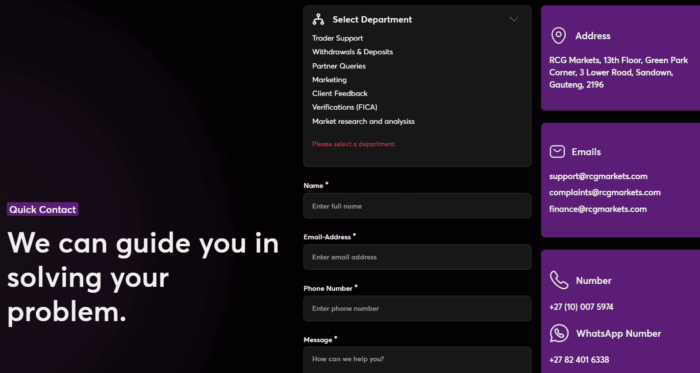 RCG Markets Customer Support Review