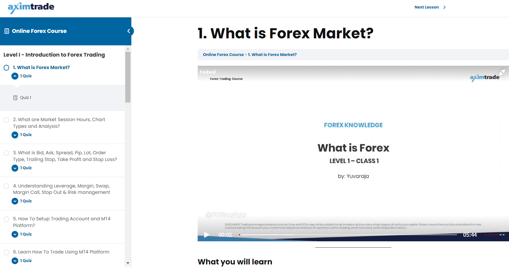 AximTrade Review Education