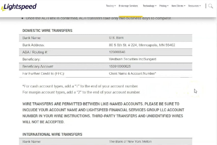 Lightspeed Deposit/Withdrawal Review