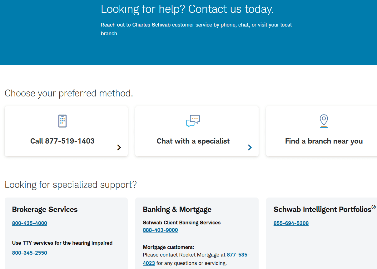 Charles Schwab Support Review