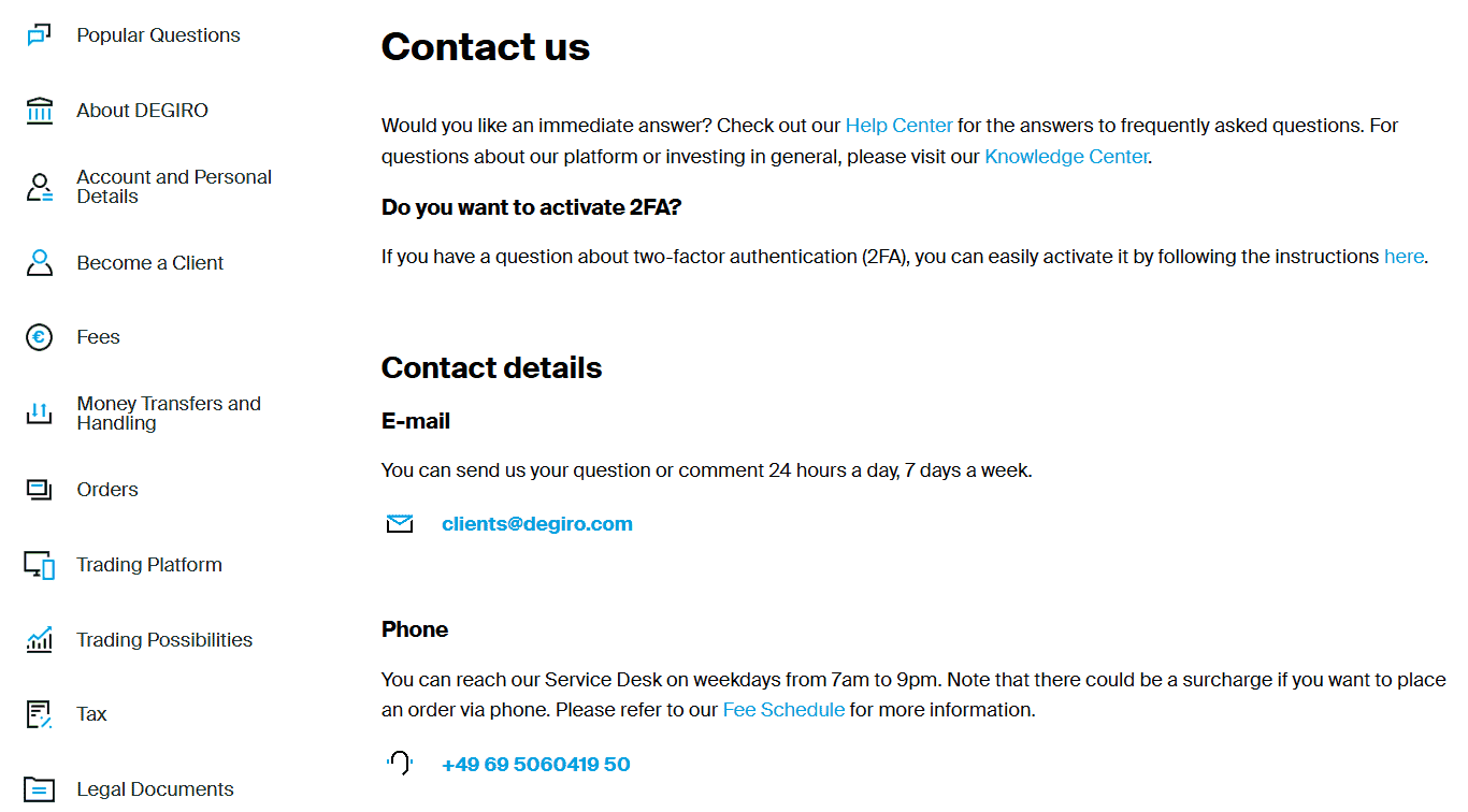 Degiro Support Review