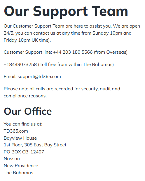 TD365 Customer Support Review