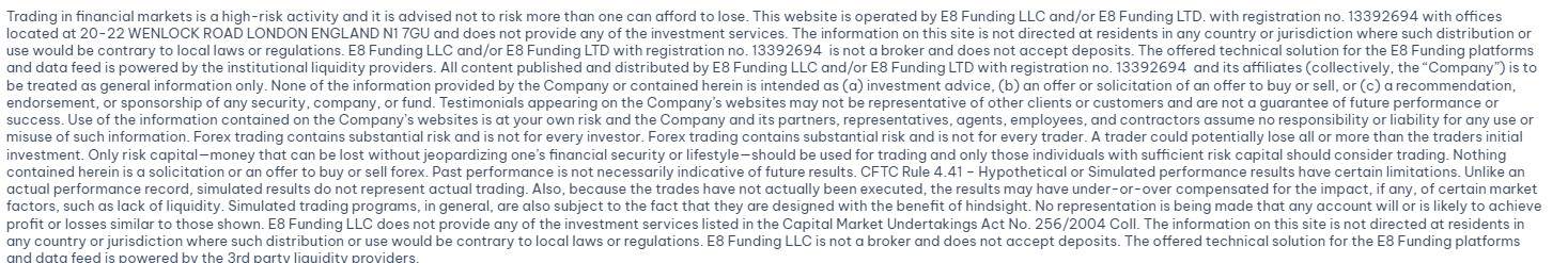E8 Funding registration