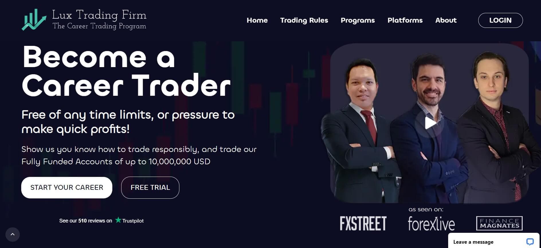 Lux Trading Firm website