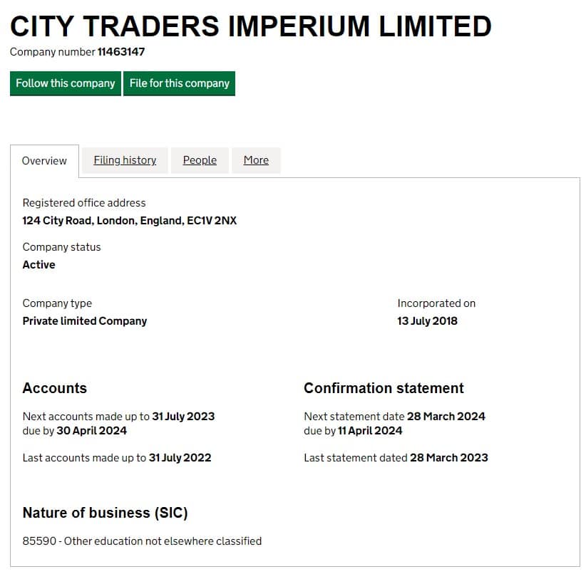 City Traders Imperium Registration