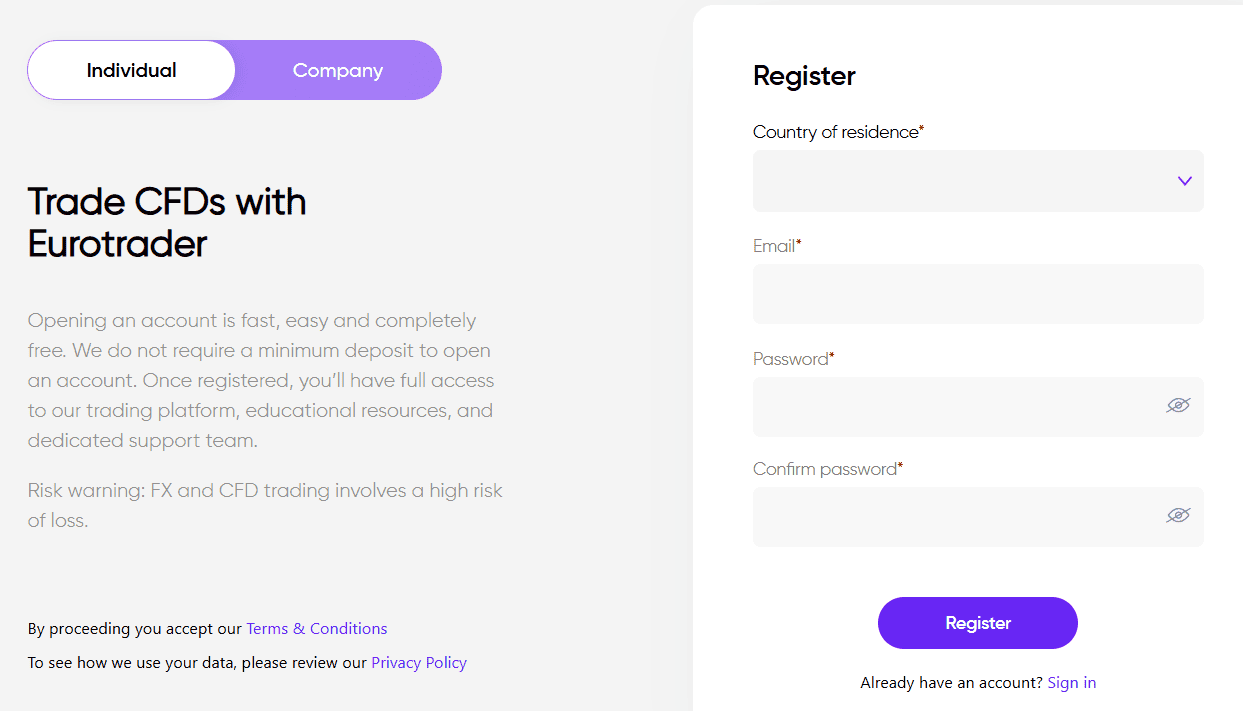 Eurotrader Account Opening Review