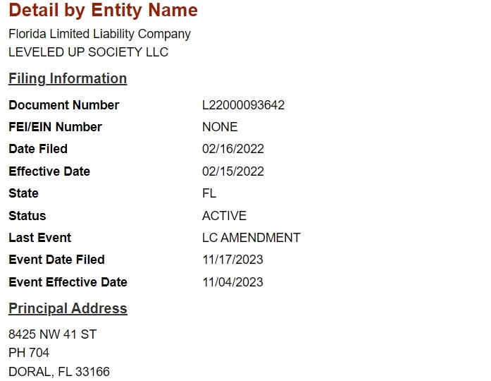 Leveled Up Society Registration