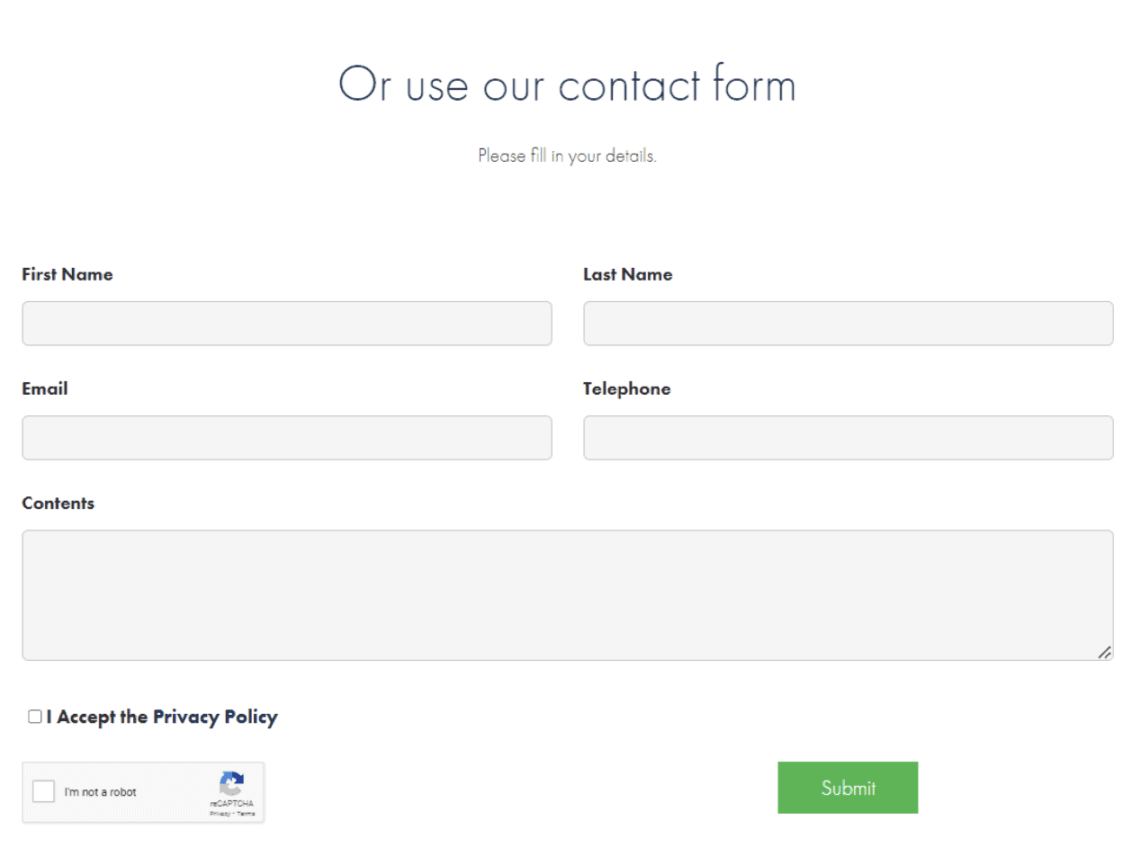 Errante Contact Us Form 2