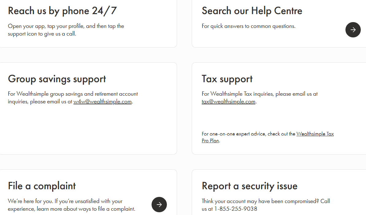 Wealthsimple Support Review