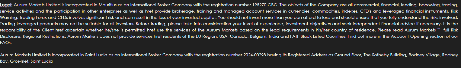 Aurum Markets Regulation Review