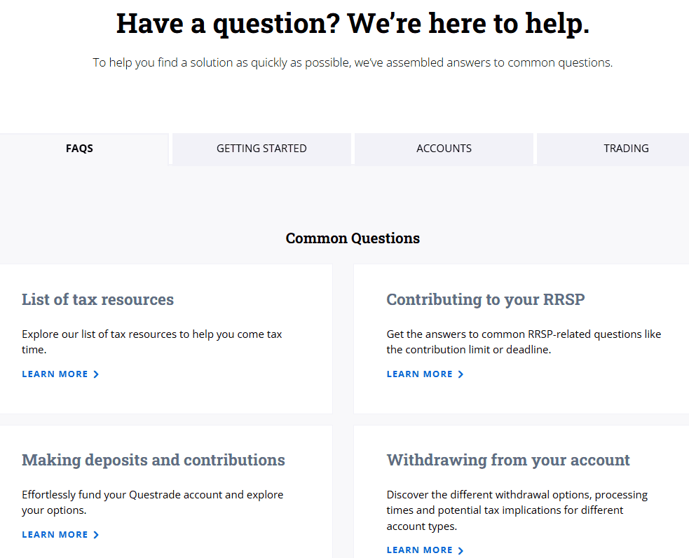 Questrade Support Review