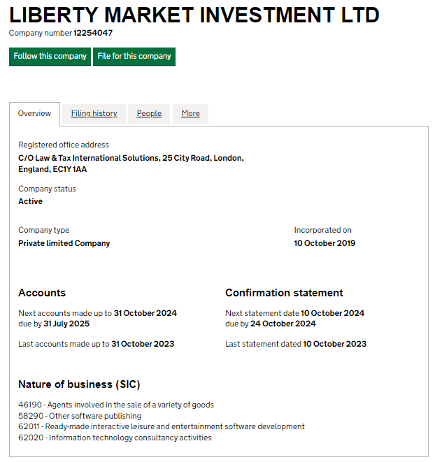 Liberty Market Investment Registration
