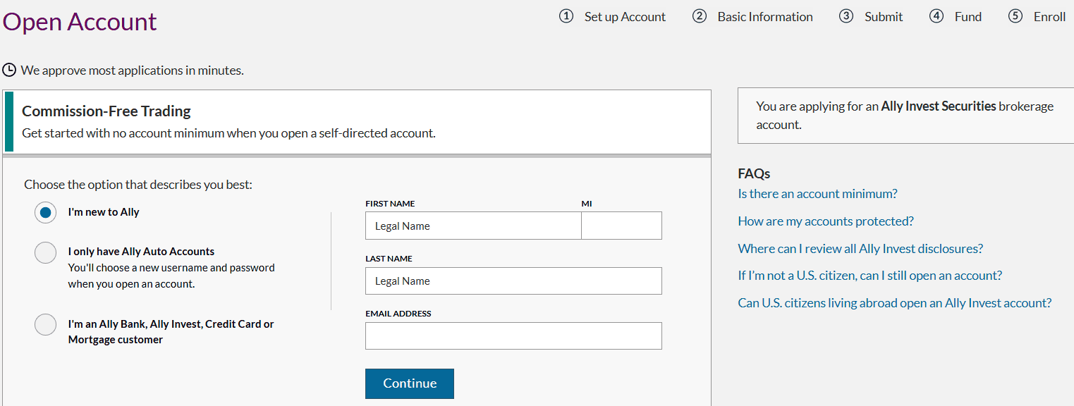 Ally Invest Account Opening Review
