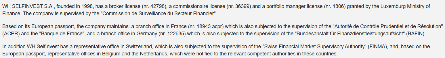 WH SelfInvest Regulation Review