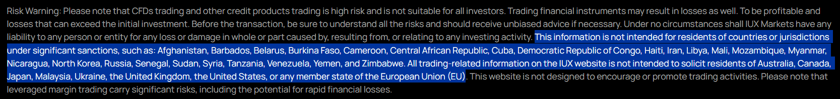 IUX Restricted Countries Review