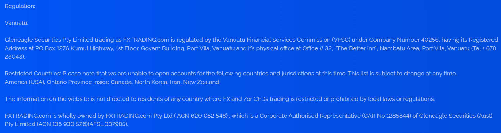 FXTrading License Review