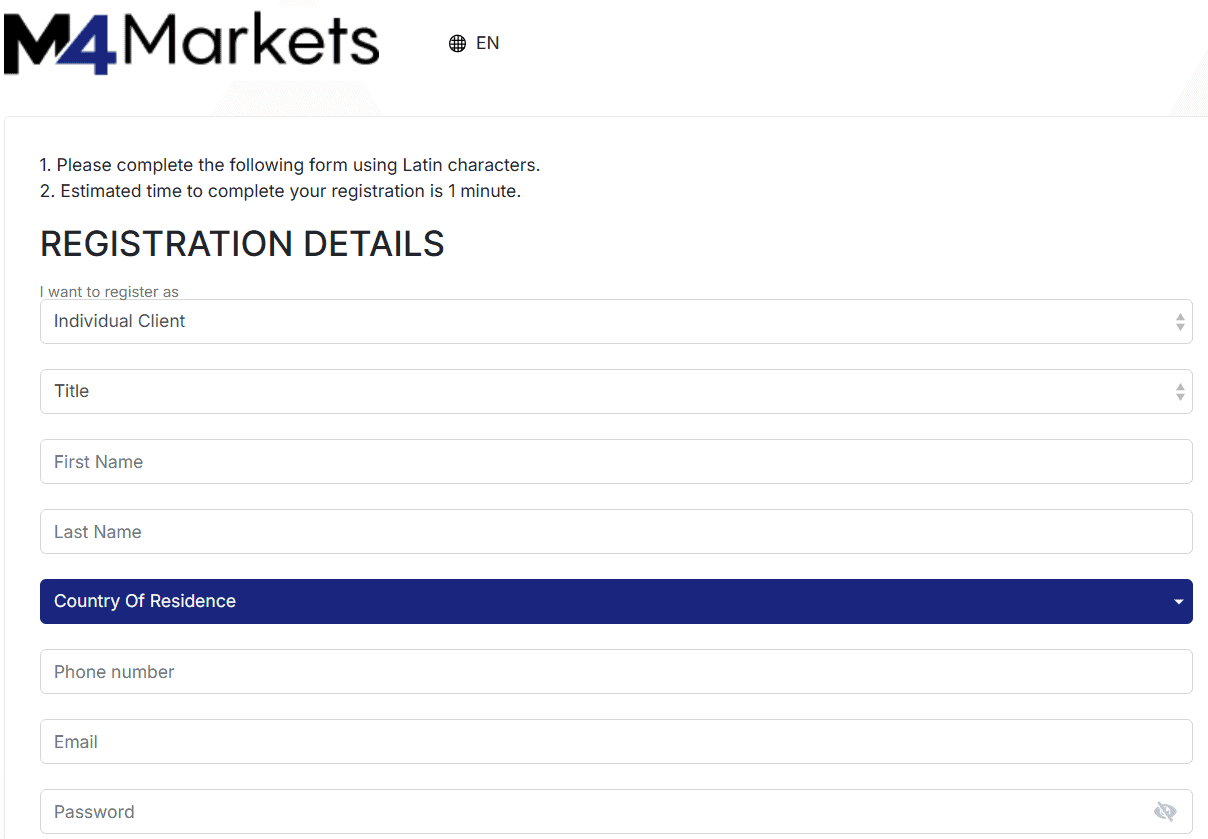 M4Markets Account Opening Review