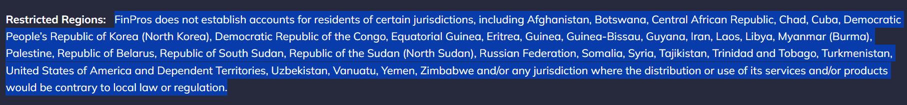 FinPros Restricted Regions Review