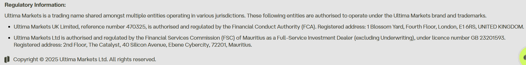 Ultima Markets License Review