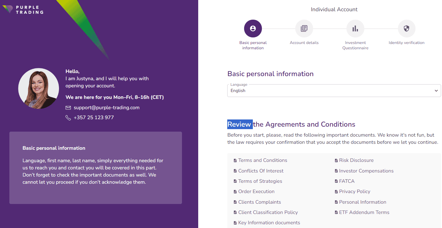 Purple Trading Account Opening Review